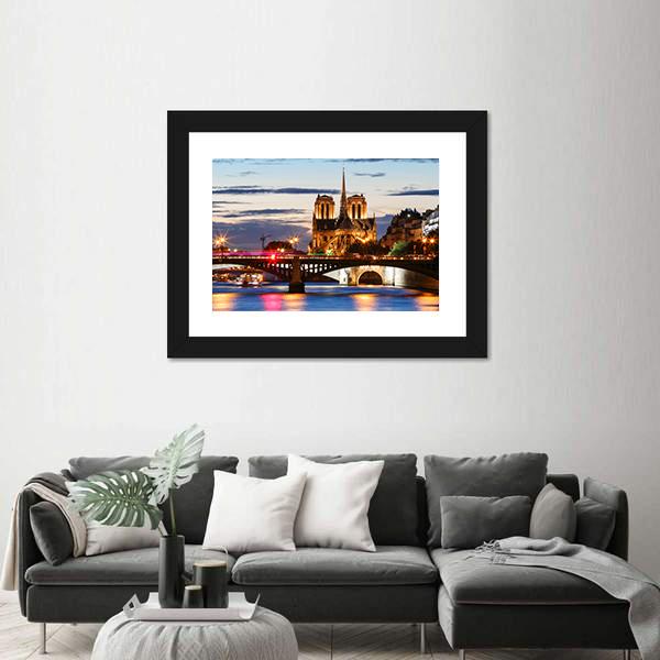 Notre Dame Cathedral Paris Canvas Wall Art-3 Horizontal-Gallery Wrap-25" x 16"-Tiaracle