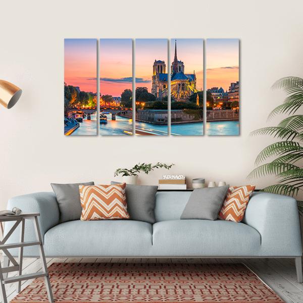 Notre Dame De Paris Canvas Wall Art-5 Horizontal-Gallery Wrap-22" x 12"-Tiaracle