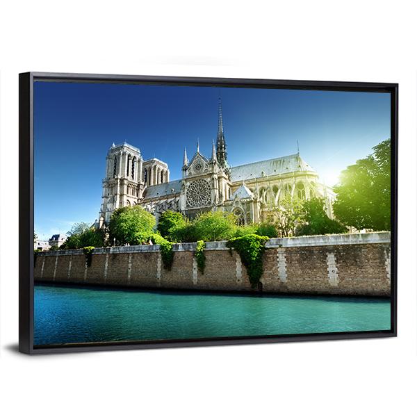 Notre Dame Paris France Canvas Wall Art-3 Horizontal-Gallery Wrap-25" x 16"-Tiaracle
