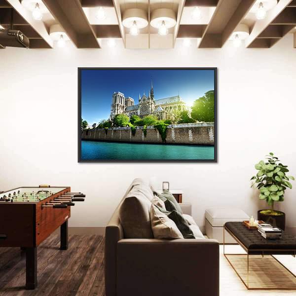 Notre Dame Paris France Canvas Wall Art-3 Horizontal-Gallery Wrap-25" x 16"-Tiaracle