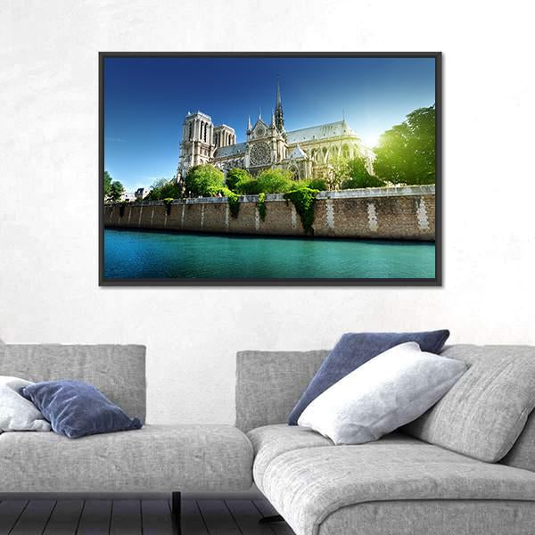 Notre Dame Paris France Canvas Wall Art-3 Horizontal-Gallery Wrap-25" x 16"-Tiaracle