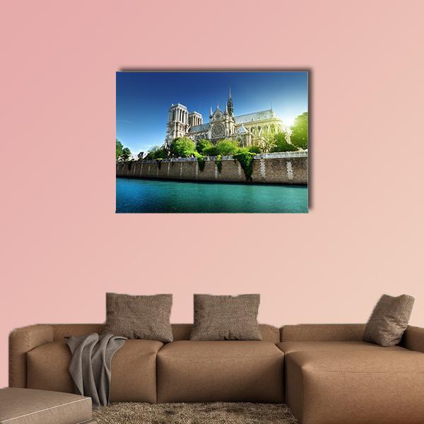Notre Dame Paris France Canvas Wall Art-1 Piece-Gallery Wrap-48" x 32"-Tiaracle
