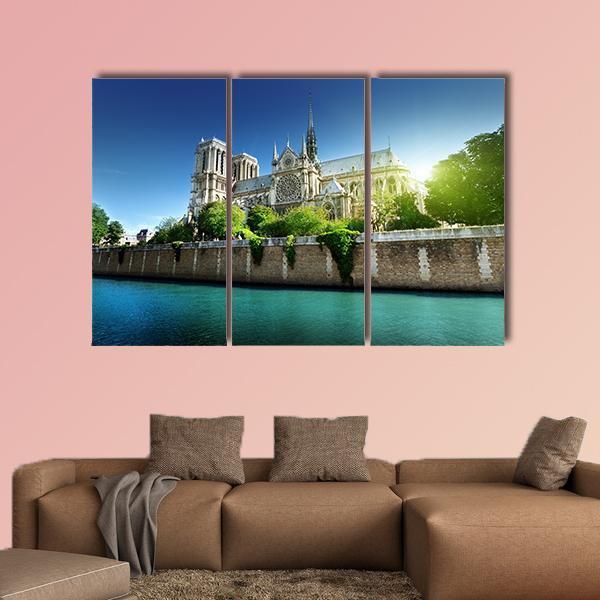 Notre Dame Paris France Canvas Wall Art-3 Horizontal-Gallery Wrap-37" x 24"-Tiaracle