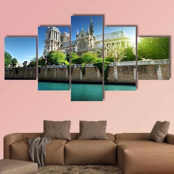 Notre Dame Paris France Canvas Wall Art-5 Star-Gallery Wrap-62" x 32"-Tiaracle