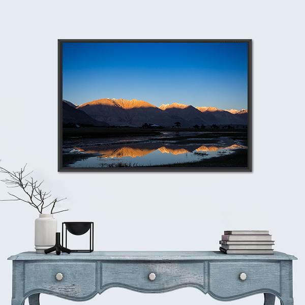 Nubra River In Nubra Valley Canvas Wall Art-1 Piece-Floating Frame-24" x 16"-Tiaracle