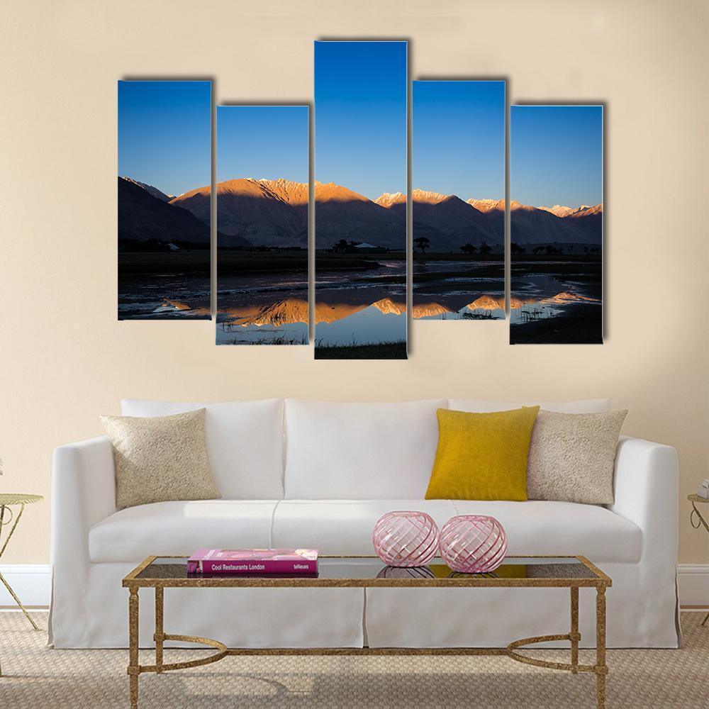 Nubra River In Nubra Valley Canvas Wall Art-5 Pop-Gallery Wrap-47" x 32"-Tiaracle