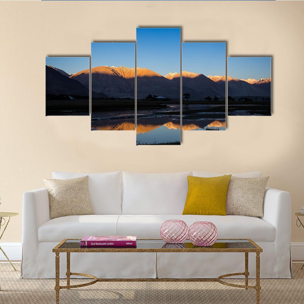 Nubra River In Nubra Valley Canvas Wall Art-5 Star-Gallery Wrap-62" x 32"-Tiaracle