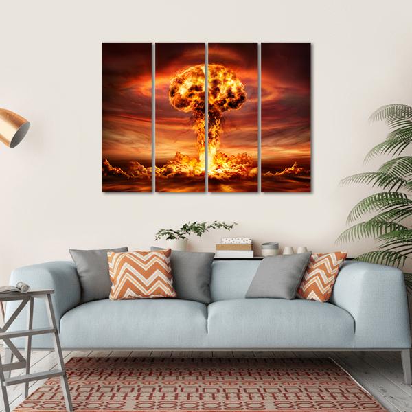 Nuclear Bomb Explosion Canvas Wall Art-4 Horizontal-Gallery Wrap-34" x 24"-Tiaracle