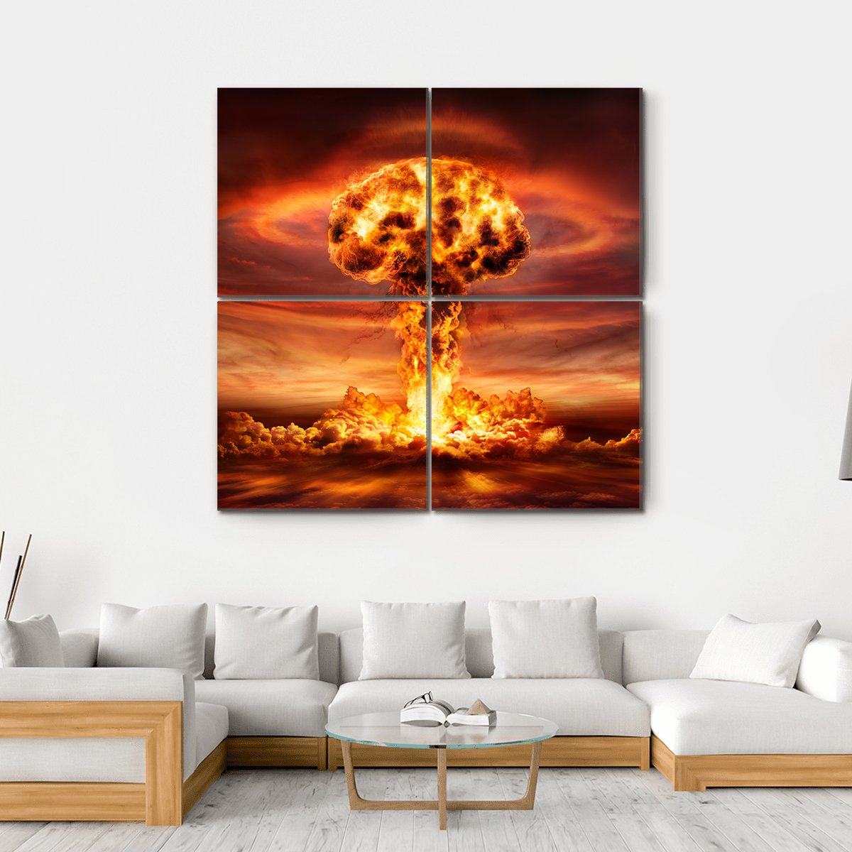 Nuclear Bomb Explosion Canvas Wall Art-4 Square-Gallery Wrap-17" x 17"-Tiaracle