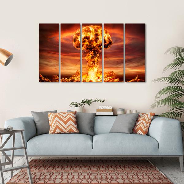 Nuclear Bomb Explosion Canvas Wall Art-5 Horizontal-Gallery Wrap-22" x 12"-Tiaracle