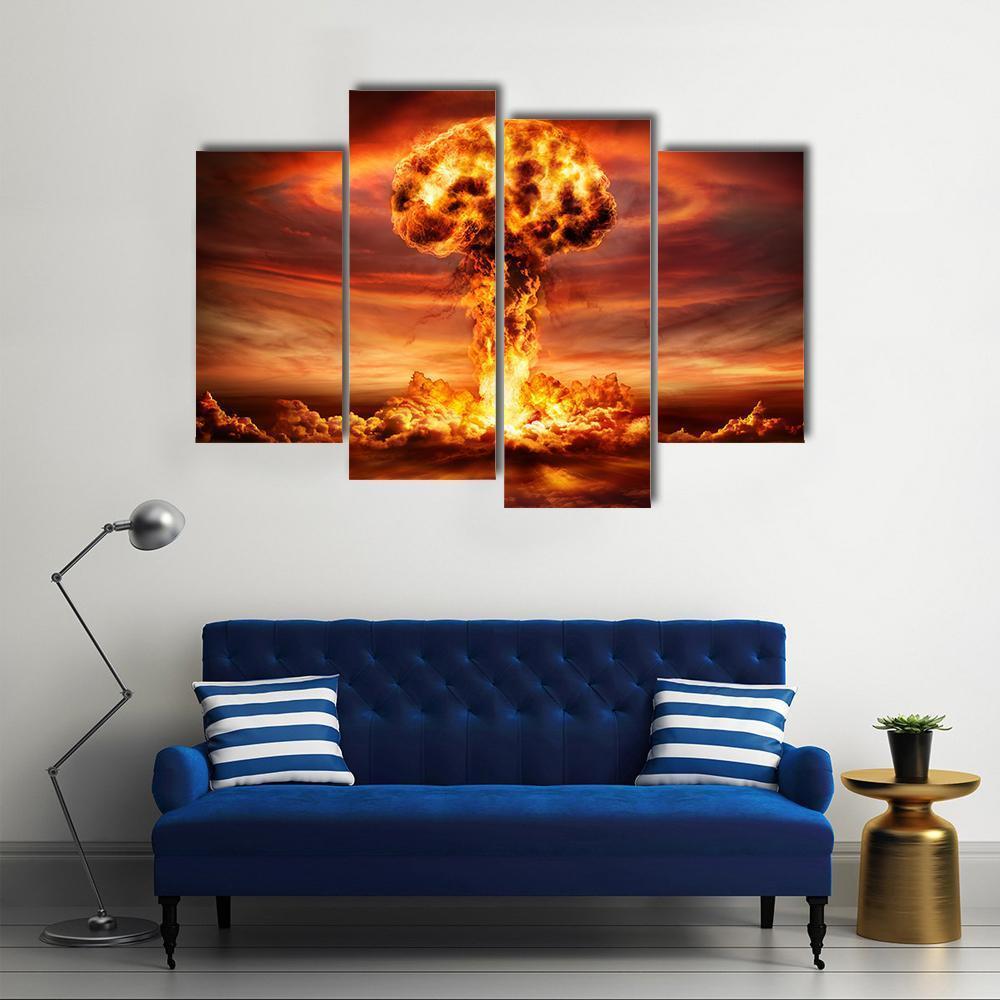 Nuclear Bomb Explosion Canvas Wall Art-4 Pop-Gallery Wrap-50" x 32"-Tiaracle