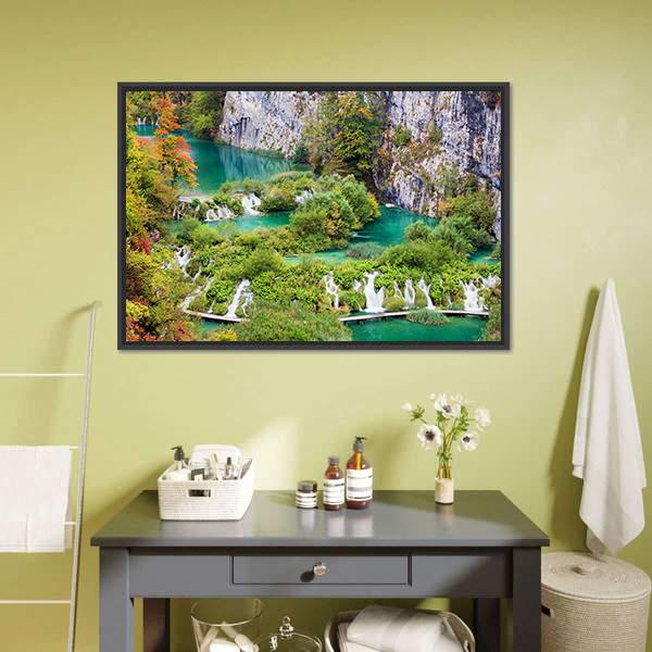 Numerous Waterfalls Canvas Wall Art-1 Piece-Floating Frame-24" x 16"-Tiaracle