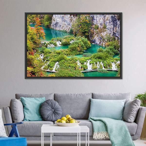 Numerous Waterfalls Canvas Wall Art-3 Horizontal-Gallery Wrap-25" x 16"-Tiaracle