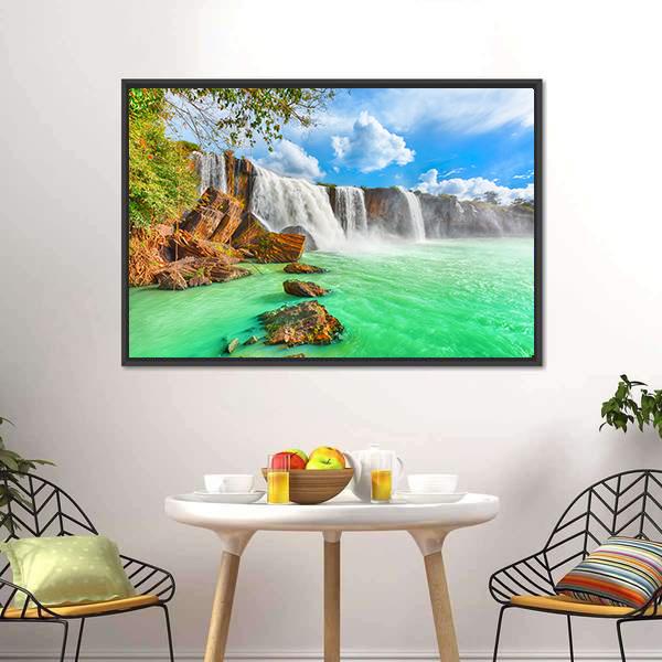 Nur Waterfall Vietnam Canvas Wall Art-1 Piece-Floating Frame-36" x 24"-Tiaracle