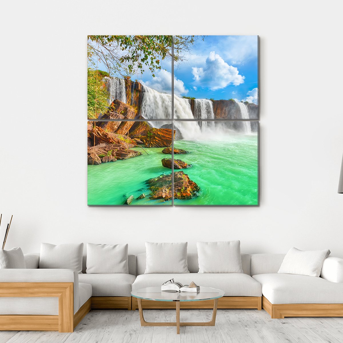 Nur Waterfall Vietnam Canvas Wall Art-4 Square-Gallery Wrap-17" x 17"-Tiaracle