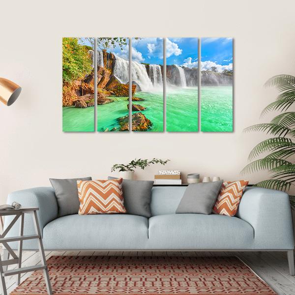 Nur Waterfall Vietnam Canvas Wall Art-5 Horizontal-Gallery Wrap-22" x 12"-Tiaracle