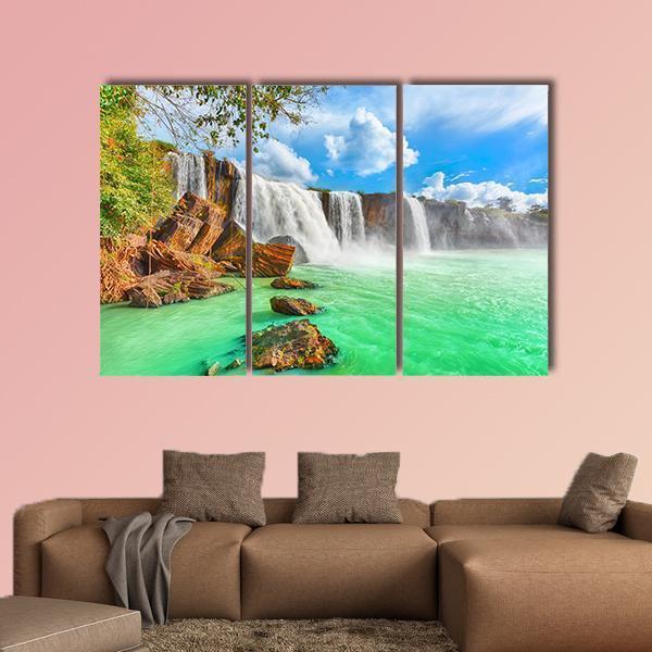 Nur Waterfall Vietnam Canvas Wall Art-3 Horizontal-Gallery Wrap-37" x 24"-Tiaracle
