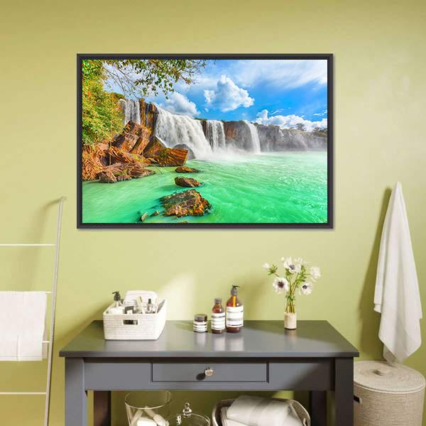 Nur Waterfall Vietnam Canvas Wall Art-3 Horizontal-Gallery Wrap-25" x 16"-Tiaracle