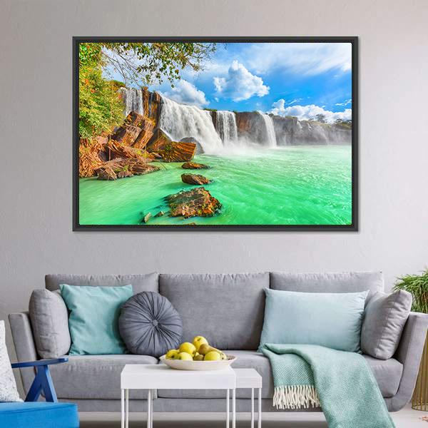 Nur Waterfall Vietnam Canvas Wall Art-3 Horizontal-Gallery Wrap-25" x 16"-Tiaracle