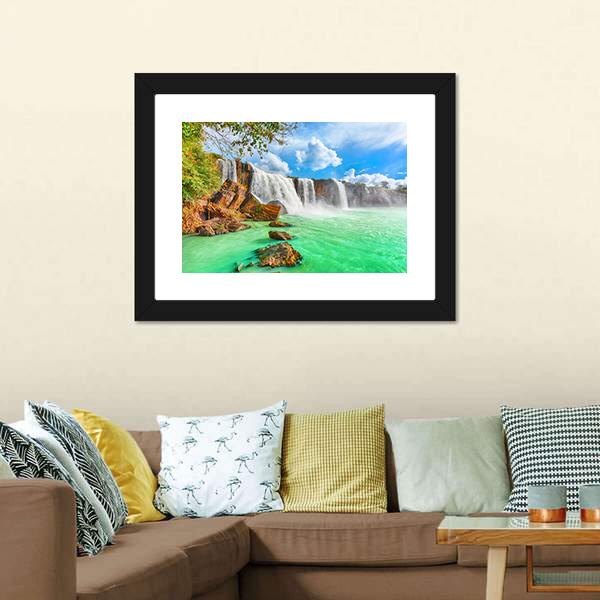 Nur Waterfall Vietnam Canvas Wall Art-1 Piece-Framed Print-20" x 16"-Tiaracle