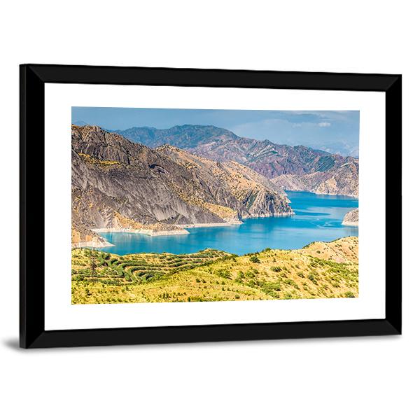 Nurek Reservoir In Tajikistan Canvas Wall Art-5 Horizontal-Gallery Wrap-22" x 12"-Tiaracle