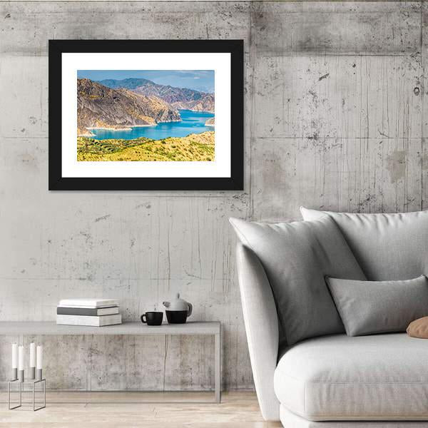 Nurek Reservoir In Tajikistan Canvas Wall Art-3 Horizontal-Gallery Wrap-25" x 16"-Tiaracle
