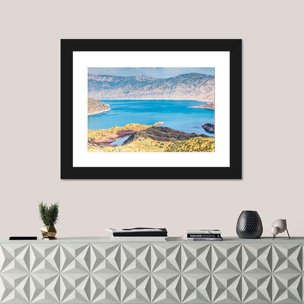 Nurek Reservoir Tajikistan Canvas Wall Art-1 Piece-Framed Print-20" x 16"-Tiaracle