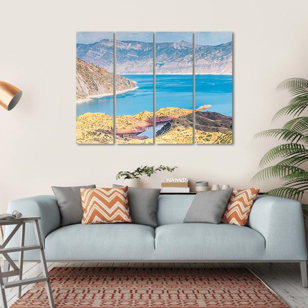 Nurek Reservoir Tajikistan Canvas Wall Art-4 Horizontal-Gallery Wrap-34" x 24"-Tiaracle