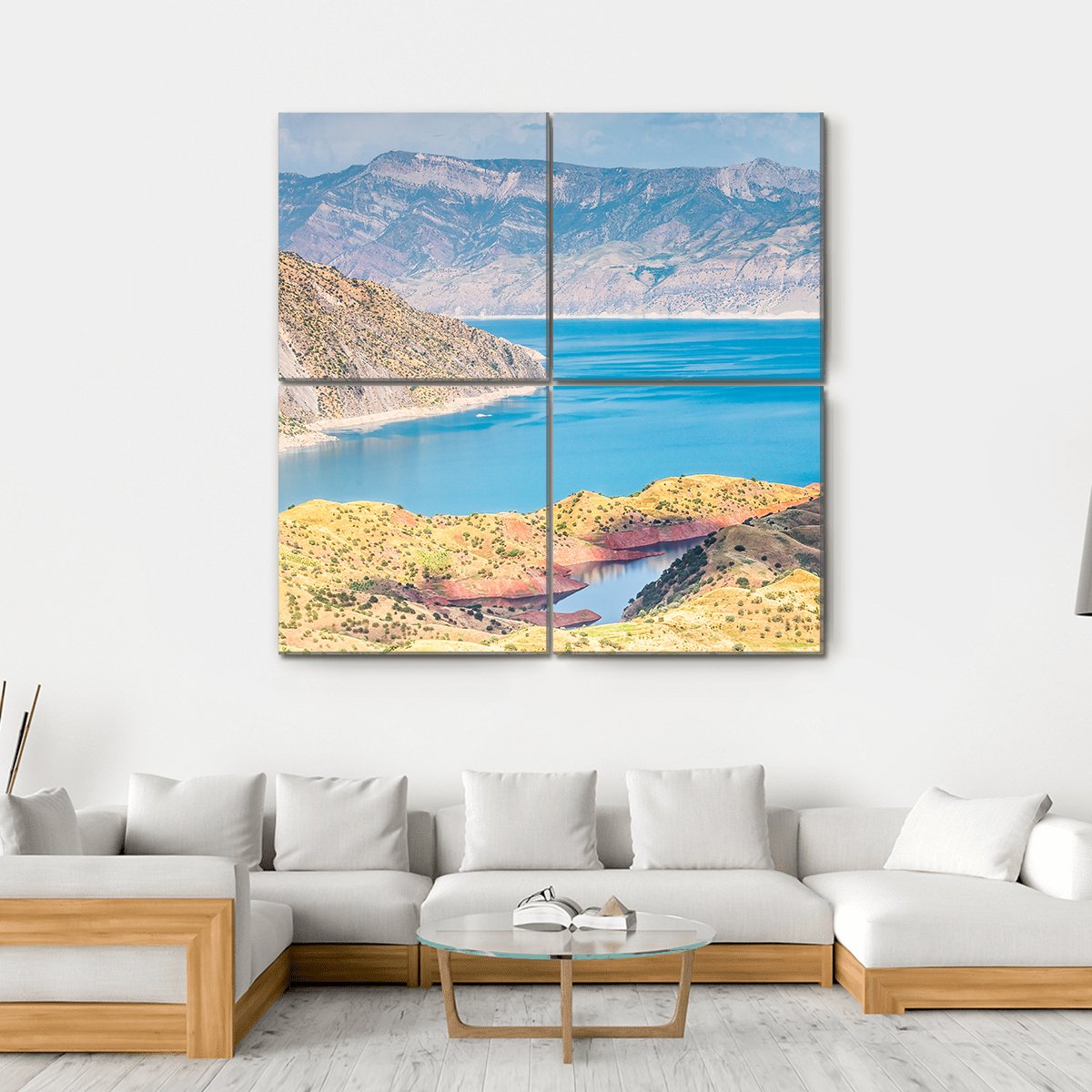 Nurek Reservoir Tajikistan Canvas Wall Art-4 Square-Gallery Wrap-17" x 17"-Tiaracle