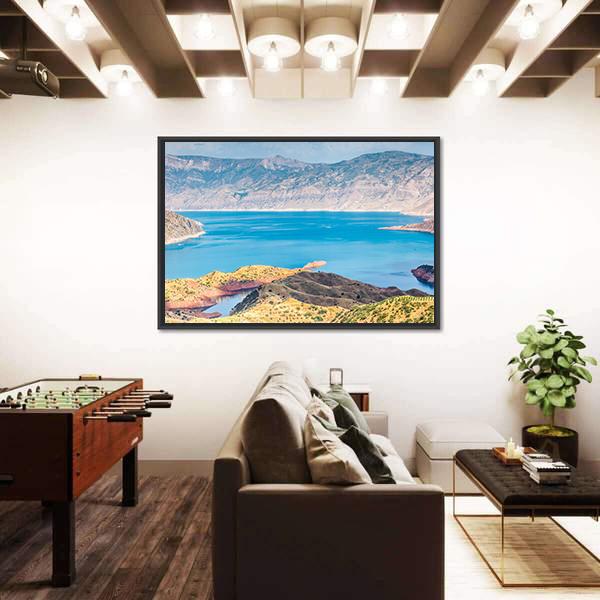 Nurek Reservoir Tajikistan Canvas Wall Art-3 Horizontal-Gallery Wrap-25" x 16"-Tiaracle