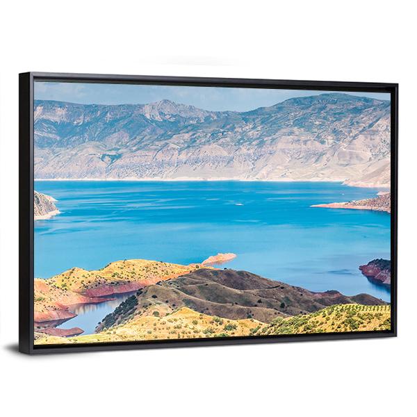 Nurek Reservoir Tajikistan Panoramic Canvas Wall Art-1 Piece-36" x 12"-Tiaracle
