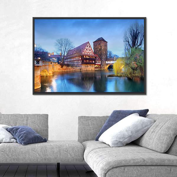 Nuremberg Town Germany Canvas Wall Art-1 Piece-Floating Frame-24" x 16"-Tiaracle
