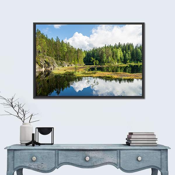 Nuuksio National Park Finland Canvas Wall Art-1 Piece-Floating Frame-24" x 16"-Tiaracle