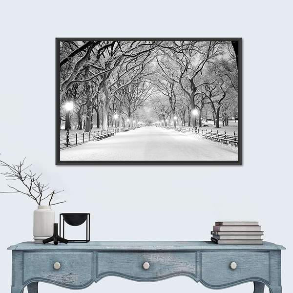 NY Central Park In Winter Canvas Wall Art-3 Horizontal-Gallery Wrap-25" x 16"-Tiaracle
