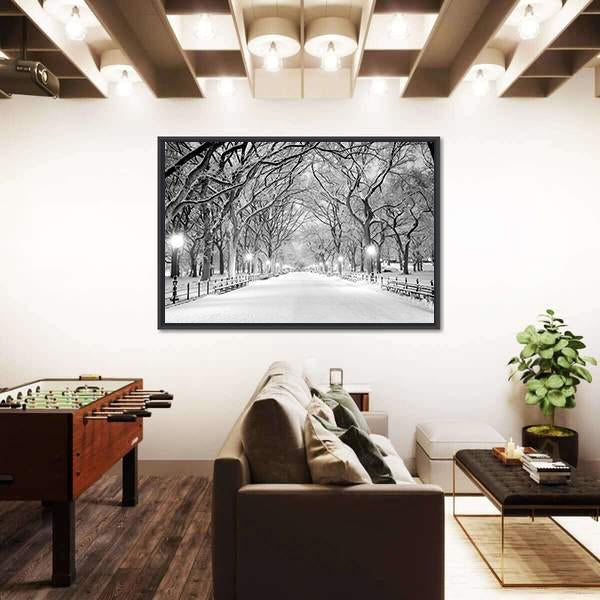 NY Central Park In Winter Canvas Wall Art-3 Horizontal-Gallery Wrap-25" x 16"-Tiaracle