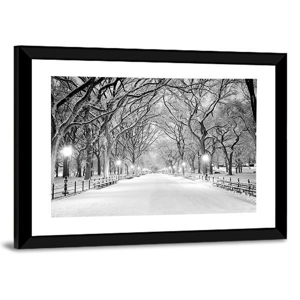 NY Central Park In Winter Canvas Wall Art-3 Horizontal-Gallery Wrap-25" x 16"-Tiaracle
