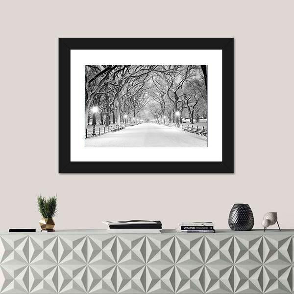 NY Central Park In Winter Canvas Wall Art-3 Horizontal-Gallery Wrap-25" x 16"-Tiaracle