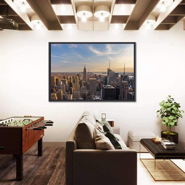 NY City Downtown Skyline Canvas Wall Art-3 Horizontal-Gallery Wrap-25" x 16"-Tiaracle