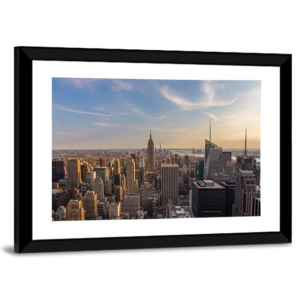 NY City Downtown Skyline Canvas Wall Art-3 Horizontal-Gallery Wrap-25" x 16"-Tiaracle