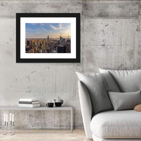 NY City Downtown Skyline Canvas Wall Art-3 Horizontal-Gallery Wrap-25" x 16"-Tiaracle