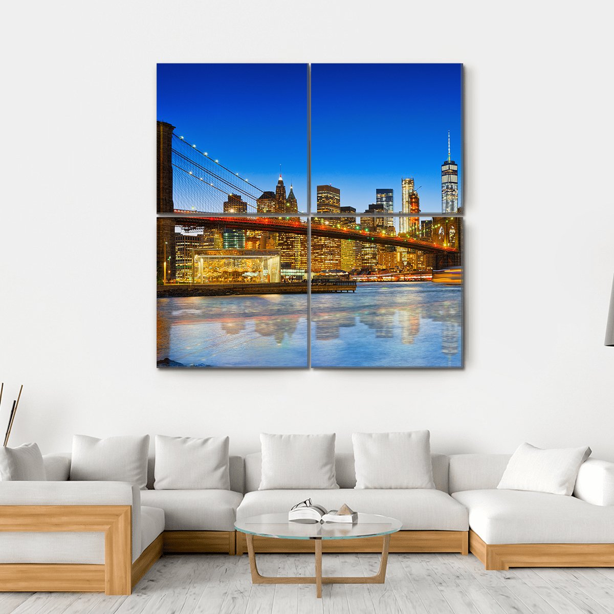 NY City From River Canvas Wall Art-4 Square-Gallery Wrap-17" x 17"-Tiaracle