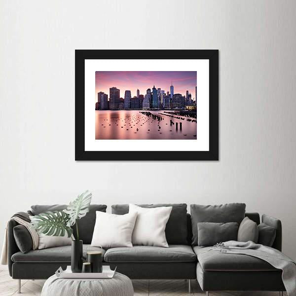 NY City Skyline Canvas Wall Art-3 Horizontal-Gallery Wrap-25" x 16"-Tiaracle