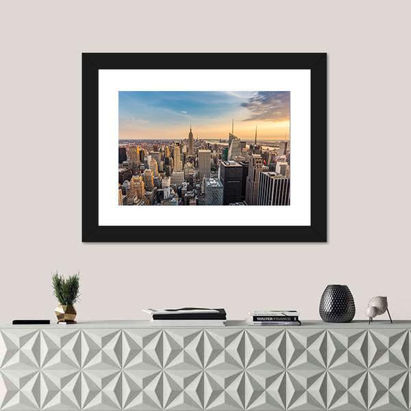 NY Midtown Skyline Canvas Wall Art-1 Piece-Framed Print-20" x 16"-Tiaracle