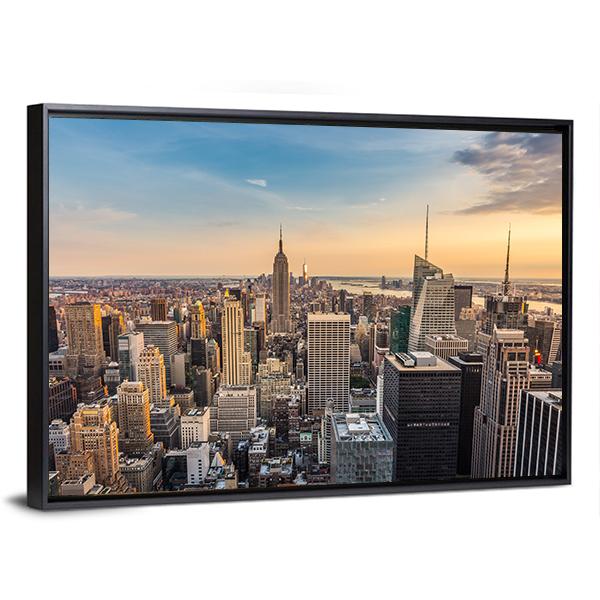 NY Midtown Skyline Canvas Wall Art-3 Horizontal-Gallery Wrap-25" x 16"-Tiaracle