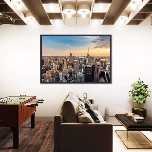 NY Midtown Skyline Canvas Wall Art-3 Horizontal-Gallery Wrap-25" x 16"-Tiaracle