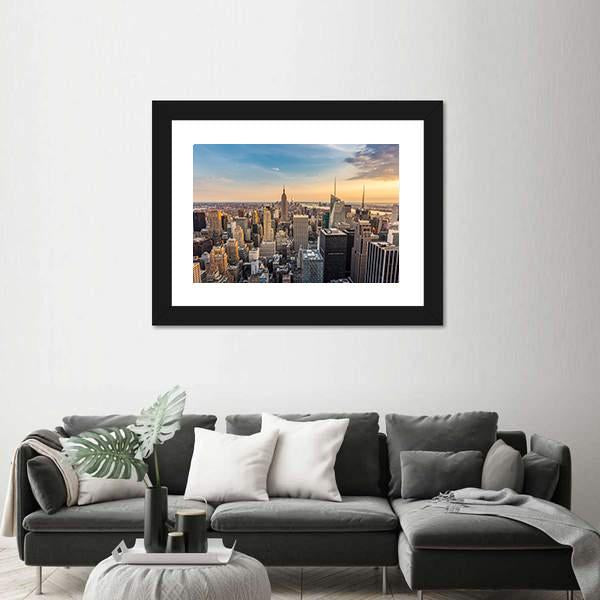 NY Midtown Skyline Canvas Wall Art-3 Horizontal-Gallery Wrap-25" x 16"-Tiaracle