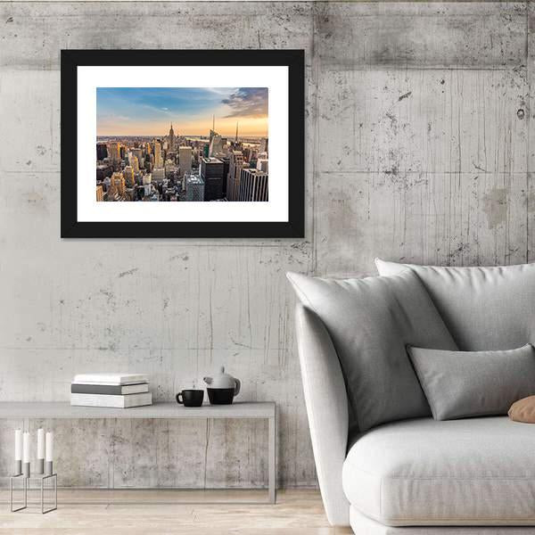 NY Midtown Skyline Canvas Wall Art-3 Horizontal-Gallery Wrap-25" x 16"-Tiaracle