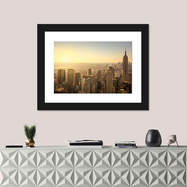 NY Skyline With Urban Skyscrapers Canvas Wall Art-1 Piece-Framed Print-20" x 16"-Tiaracle