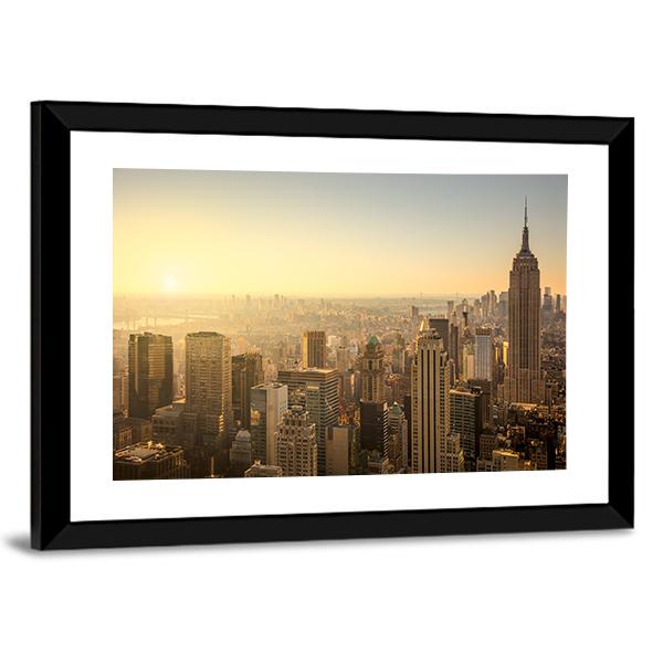 NY Skyline With Urban Skyscrapers Canvas Wall Art-3 Horizontal-Gallery Wrap-25" x 16"-Tiaracle