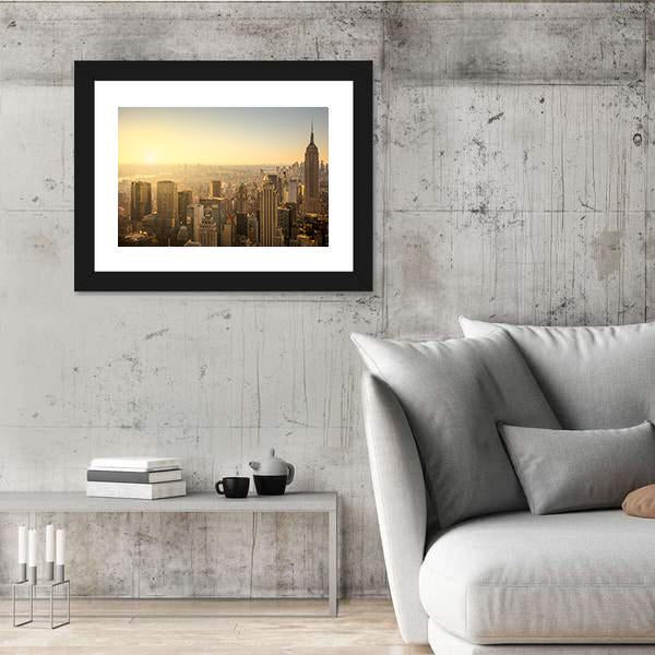 NY Skyline With Urban Skyscrapers Canvas Wall Art-3 Horizontal-Gallery Wrap-25" x 16"-Tiaracle